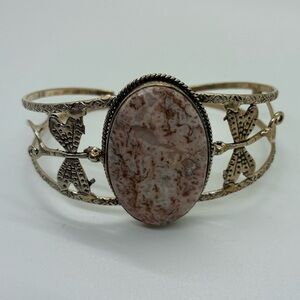 Handcrafted Dragonfly Stone Cuff Adjustable